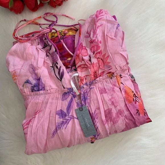 Anthropologie Pink Floral Maxi Dress - Picture 14 of 16